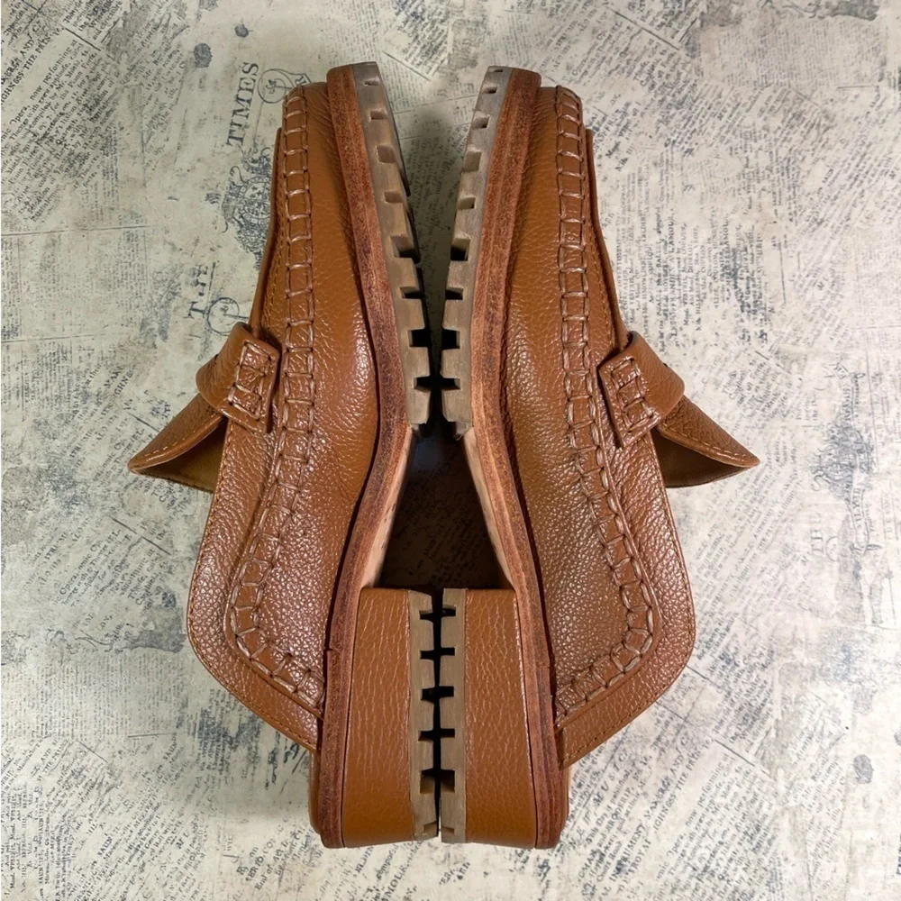 Beklina Loafer Mule Cocoa Brown Leather Penny Loafers Handmade Peru